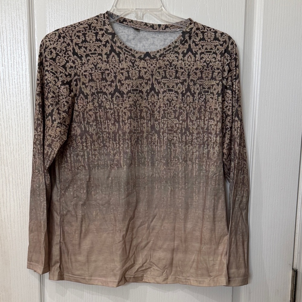Brown and Tan Long Sleeve Shirt NEW
